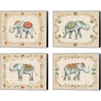 Framed 'Elephant Walk 4 Piece Canvas Print Set' border=