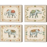 Framed 'Elephant Walk 4 Piece Canvas Print Set' border=