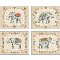 Framed 'Elephant Walk 4 Piece Art Print Set' border=