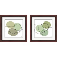 Framed 'Sinuous Trajectory green 2 Piece Framed Art Print Set' border=