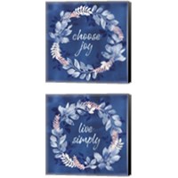 Framed 'Indigo Petals 2 Piece Canvas Print Set' border=