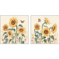 Framed 'Sunflower Season 2 Piece Art Print Set' border=