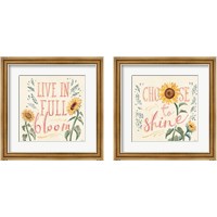 Framed 'Sunflower Season 2 Piece Framed Art Print Set' border=