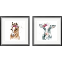 Framed 'Floral Animal 2 Piece Framed Art Print Set' border=