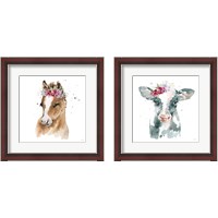 Framed 'Floral Animal 2 Piece Framed Art Print Set' border=