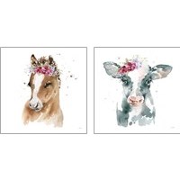 Framed 'Floral Animal 2 Piece Art Print Set' border=