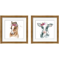 Framed 'Floral Animal 2 Piece Framed Art Print Set' border=