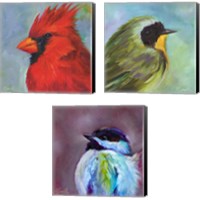 Framed 'Field Birds 3 Piece Canvas Print Set' border=