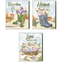 Framed 'In My Garden 3 Piece Canvas Print Set' border=