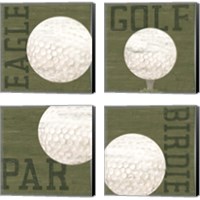 Framed 'Golf Days 4 Piece Canvas Print Set' border=