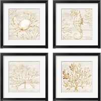 Framed 'Calm Shores 4 Piece Framed Art Print Set' border=