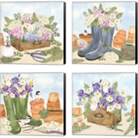 Framed 'In My Garden 4 Piece Canvas Print Set' border=