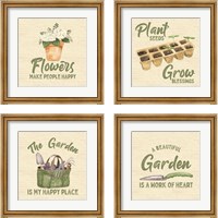 Framed 'In My Garden 4 Piece Framed Art Print Set' border=