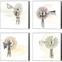 Framed 'Windmill  4 Piece Canvas Print Set' border=