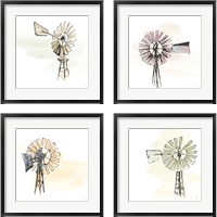 Framed 'Windmill  4 Piece Framed Art Print Set' border=