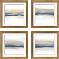 Framed 'Tonal Blue Gray 4 Piece Framed Art Print Set' border=