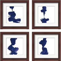 Framed 'Swash Indigo 4 Piece Framed Art Print Set' border=