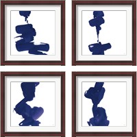 Framed 'Swash Indigo 4 Piece Framed Art Print Set' border=