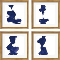 Framed 'Swash Indigo 4 Piece Framed Art Print Set' border=