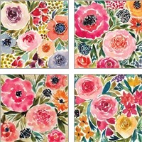 Framed 'Summer Petals 4 Piece Art Print Set' border=