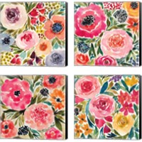 Framed 'Summer Petals 4 Piece Canvas Print Set' border=