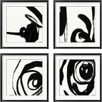 Framed 'Black and White Abstract 4 Piece Framed Art Print Set' border=