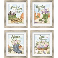 Framed 'In My Garden 4 Piece Framed Art Print Set' border=