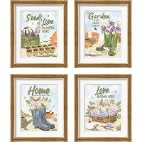 Framed 'In My Garden 4 Piece Framed Art Print Set' border=