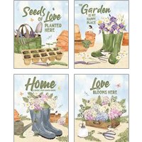 Framed 'In My Garden 4 Piece Art Print Set' border=