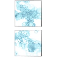 Framed 'Bubble Square Aqua 2 Piece Canvas Print Set' border=