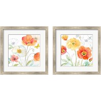 Framed 'Happy Poppies 2 Piece Framed Art Print Set' border=