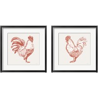 Framed 'Cottage Rooster Red 2 Piece Framed Art Print Set' border=