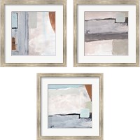 Framed 'Blocks and Circles Abstract 3 Piece Framed Art Print Set' border=