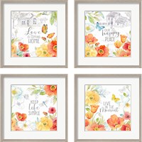 Framed 'Happy Poppies 4 Piece Framed Art Print Set' border=