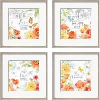 Framed 'Happy Poppies 4 Piece Framed Art Print Set' border=