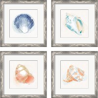 Framed 'Seaside  4 Piece Framed Art Print Set' border=