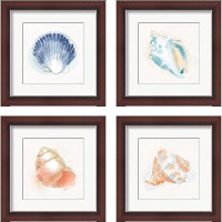 Framed 'Seaside  4 Piece Framed Art Print Set' border=