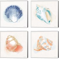 Framed 'Seaside  4 Piece Canvas Print Set' border=