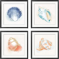 Framed 'Seaside  4 Piece Framed Art Print Set' border=