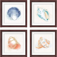 Framed 'Seaside  4 Piece Framed Art Print Set' border=