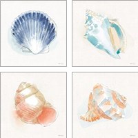 Framed 'Seaside  4 Piece Art Print Set' border=