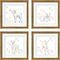 Framed 'Spring Lambs 4 Piece Framed Art Print Set' border=