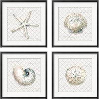 Framed 'Ocean View 4 Piece Framed Art Print Set' border=