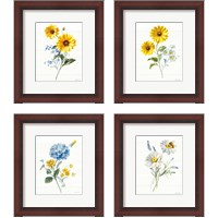 Framed 'Bees and Blooms Flowers 4 Piece Framed Art Print Set' border=