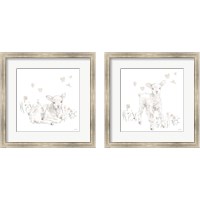 Framed 'Spring Lambs Neutral 2 Piece Framed Art Print Set' border=