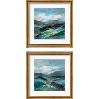 Framed 'Turquoise Slopes 2 Piece Framed Art Print Set' border=