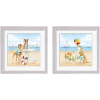 Framed 'Summer Fun at the Beach 2 Piece Framed Art Print Set' border=