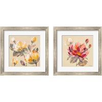 Framed 'Blooming Peony 2 Piece Framed Art Print Set' border=