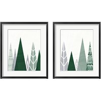 Framed 'Geometric Forest 2 Piece Framed Art Print Set' border=