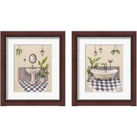Framed 'Gray Cottage Bathroom 2 Piece Framed Art Print Set' border=